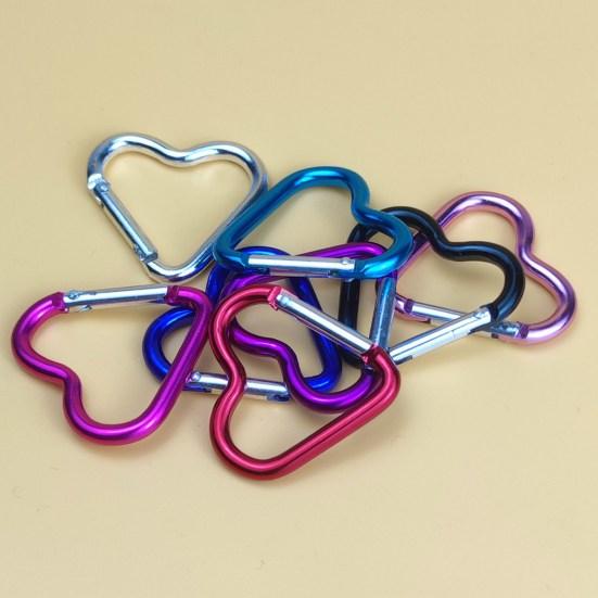 10Pcs Heart Shaped Carabiner Hooks Compact Quick Link Snap Hook Clips Strong Load Bearing Key Holders Camping Supplies