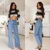 2024 Новые вымытые модные длинные европейские и американские женские джинсы, базовые прямые брюки