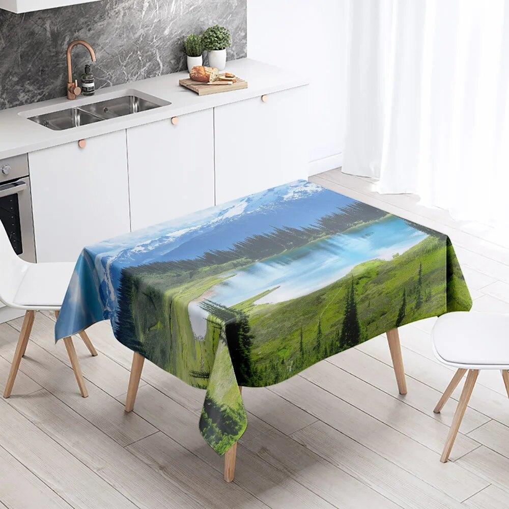 Скатерть с природными пейзажами, противообрастающая Водонепроницаемая прямоугольная кухонная обеденный стол, украшение для дома