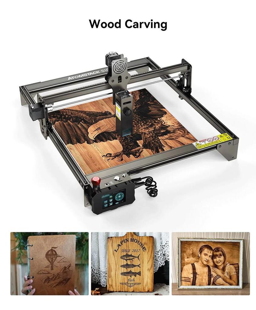 Лазерный гравер ATOMSTACK S10 Pro, 10 Вт, мощность станка 50 Вт, фиксированный фокус, сжатое пятно 0,08x0,06 мм, 410x400 мм