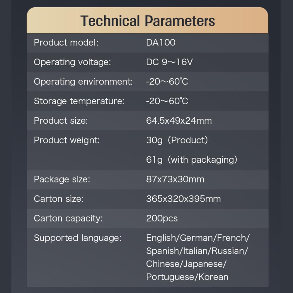 Автомобильный сканер OBD2 Code Reader для автодиагностики, универсальный с переключателем DA100, тест аккумулятора двигателя, автомобильные аксессуары, сканер OBD 2, стирание кодов неисправностей