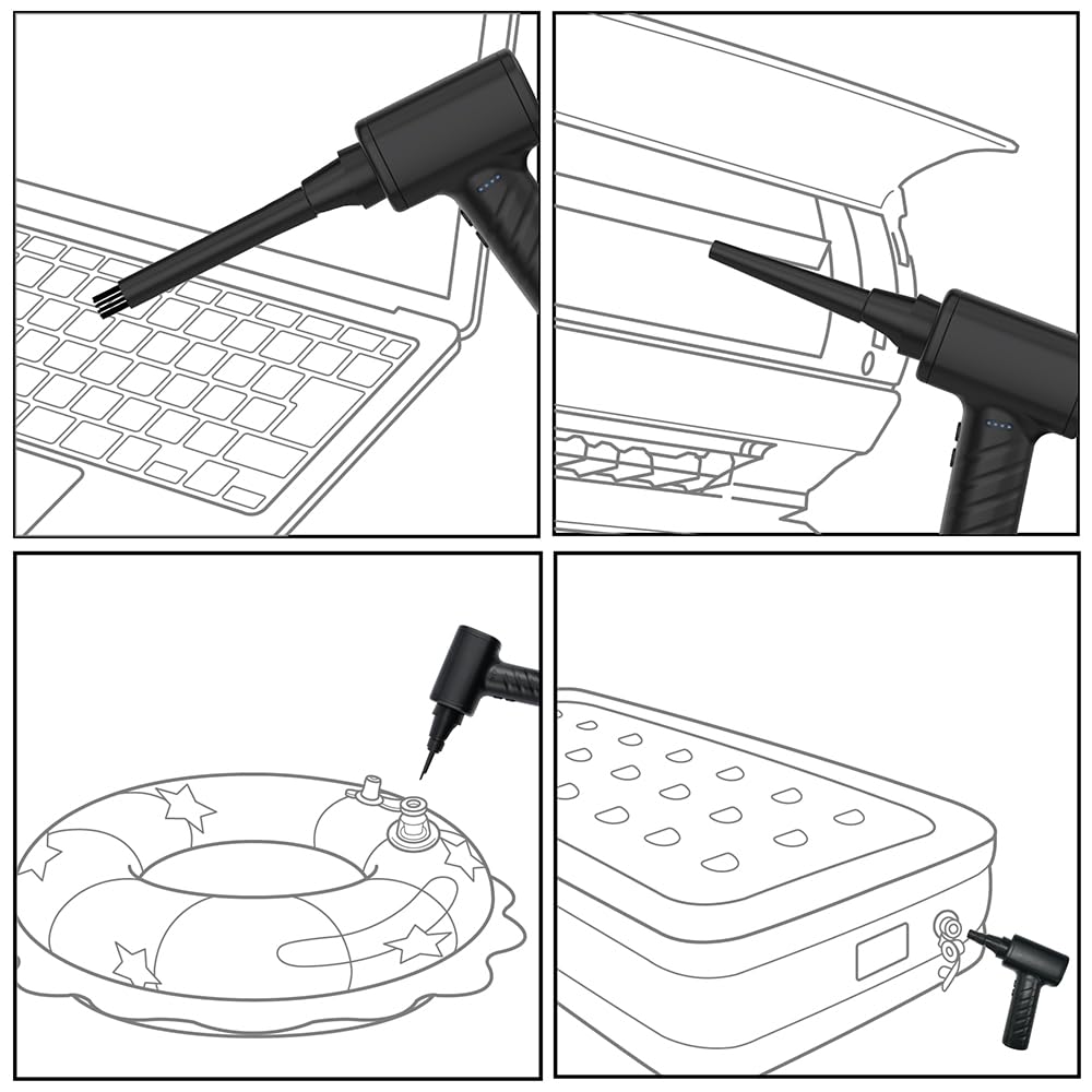 Nakabayashi Electric Air Duster, USB Rechargeable, Foldable, Black, Z4682