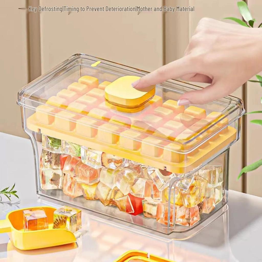 Portable Covered Ice Cube Tray with Lid - Single/Double Layer, Square Mold, Large Capacity Storage Box