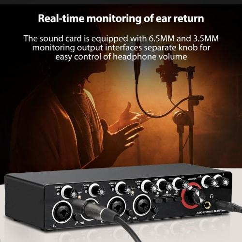 Sumina 4-Channel Recording Sound Card with Driver, Free Audio Interface, 4-in/4-out USB Sound Card, 24-bit/192kHz, 48V Phantom Power, for Professional