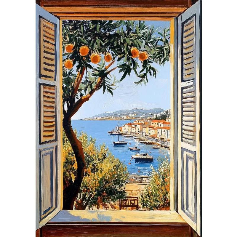 Open Window Landscape Henri Matisse Style Fauvism Poster Coastal View Modern Exhibition Canvas Painting Wall Art Room Home Decor