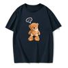Мужская/Женская Летняя Футболка с Коротким Рукавом Милый Принт Улыбающегося Медведя Модная Повседневная Трендовая Футболка Дышащая Футболка с Круглым Вырезом