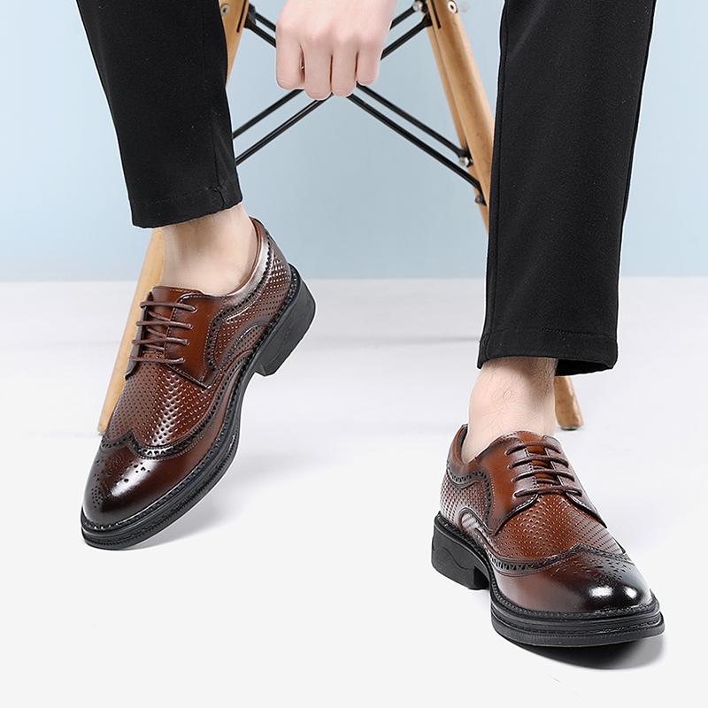 Новые весенне-летние мужские деловые кожаные туфли на шнуровке, летние удобные туфли для банкета и вечеринки из натуральной кожи