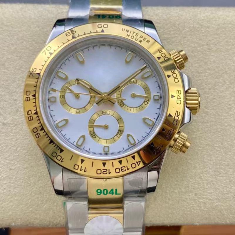 Мужские роскошные двухцветные автоматические часы La Jadia серии Daytona с цветным циферблатом, инкрустированным бриллиантами