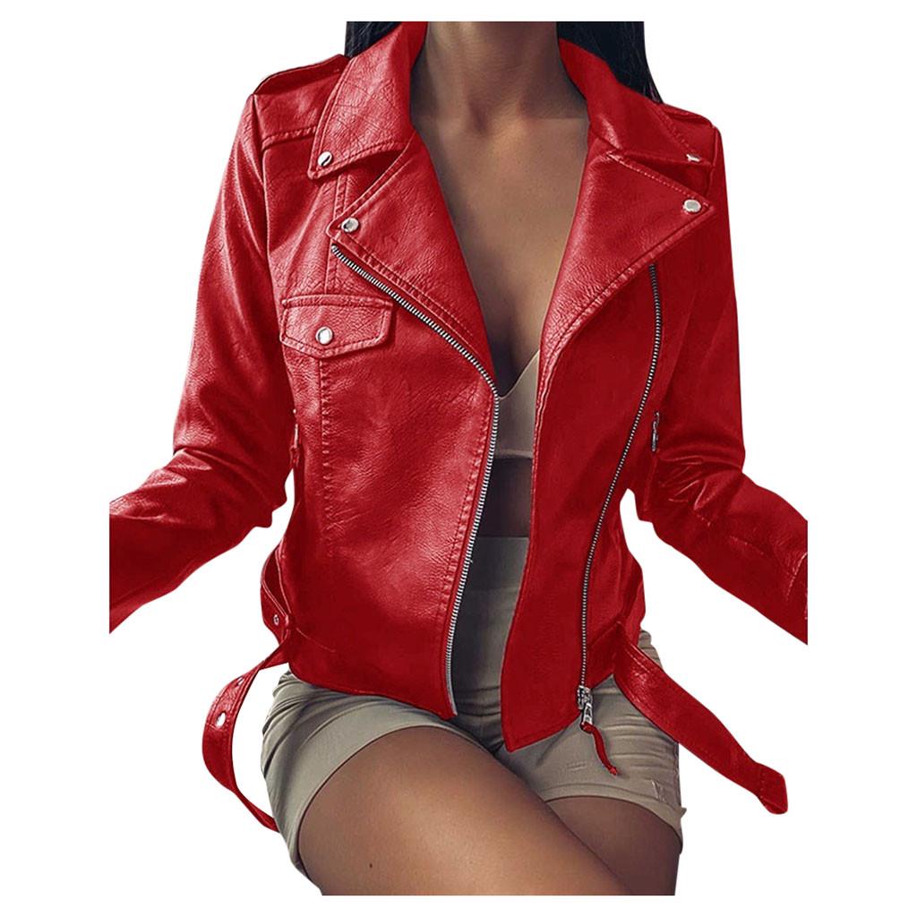 Женская крутая куртка из искусственной кожи с длинным рукавом на молнии, осенняя короткая куртка