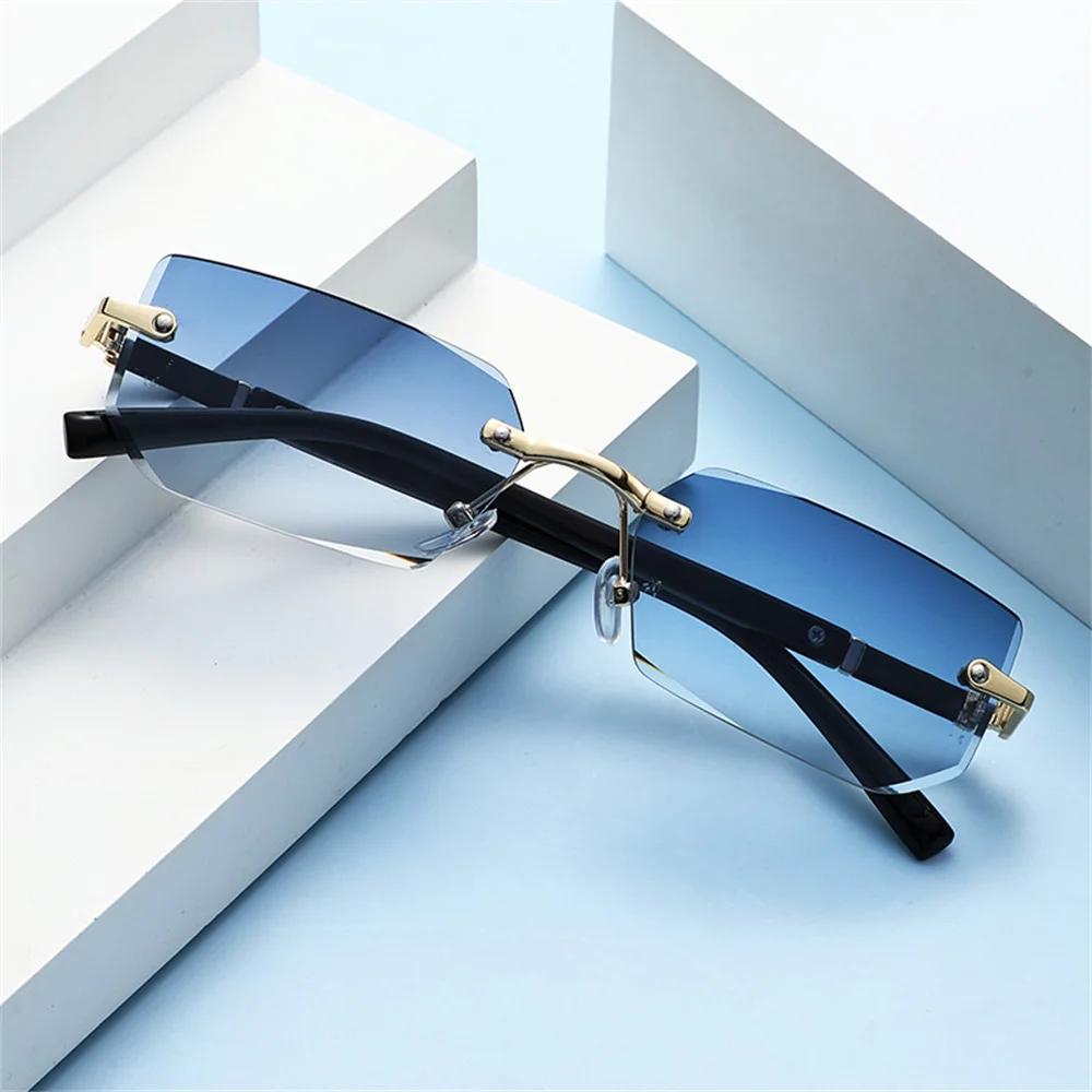 Rimless Cut Edge Rectangle Sun Glasses Glasses Unisex Frameless Eyewear Designer Style Style Trendy Classic Rectangular Shade Y2k Sun Eyeglasses