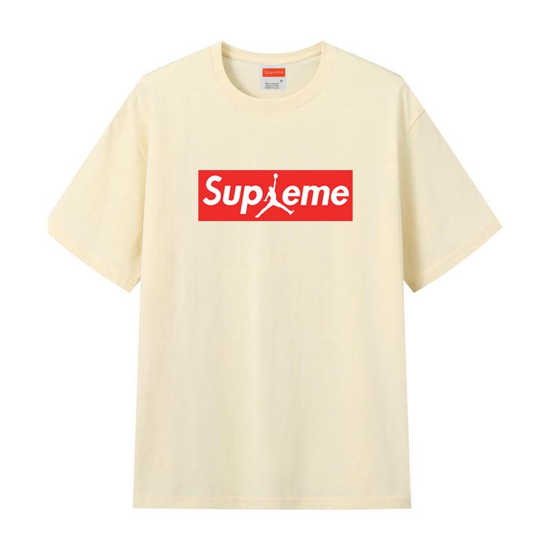 Футболка ZL06 Supreme 2025 из чистого хлопка с круглым вырезом и принтом, высококачественная парная футболка