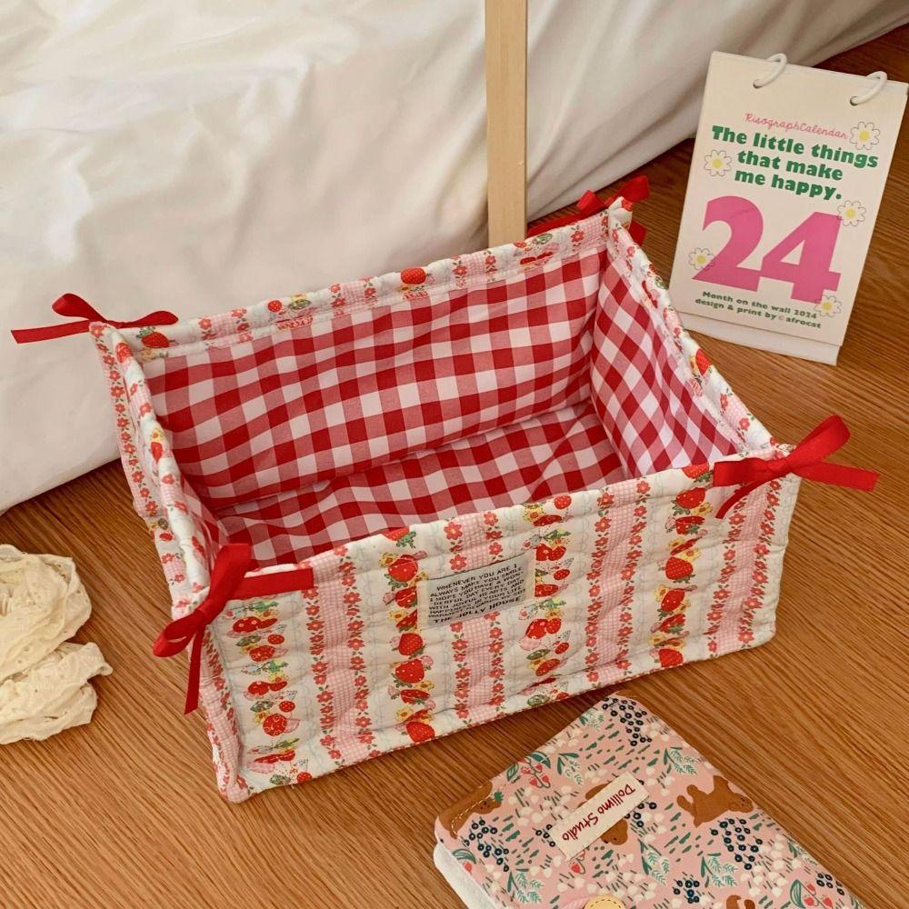 Корзина для хранения на рабочем столе с рисунком медведя, органайзер из стеганого хлопка, милая коробка для хранения, украшение для дома