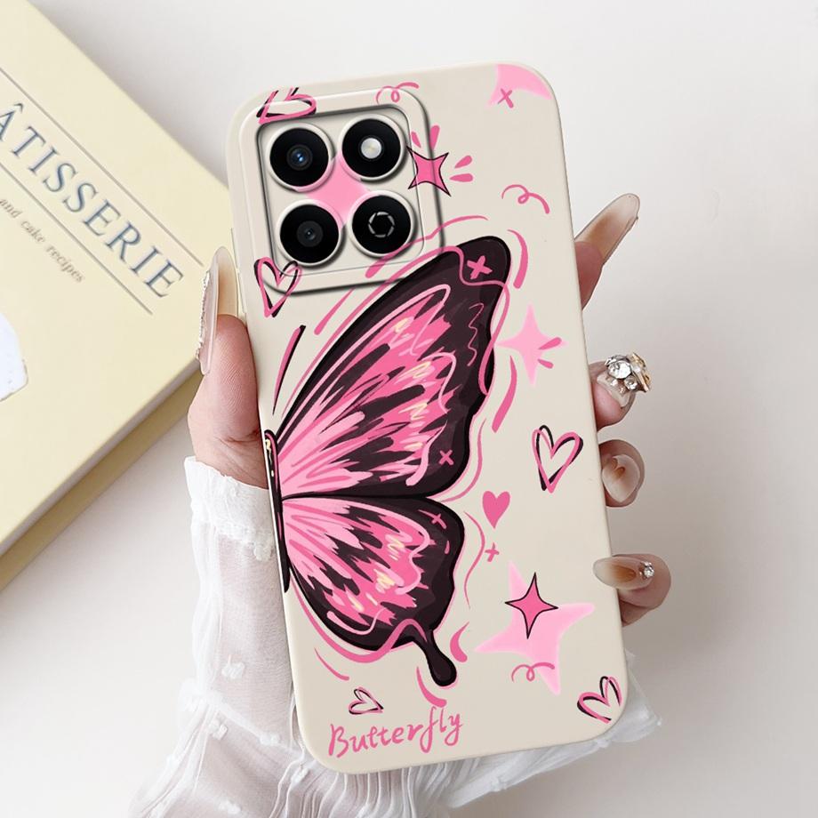 For Honor 200 Smart Case Honor X7C 4G Soft Liquid Silicone Flower Butterfly Bow Shockproof Cover for Honor Play 60 Plus Fundas