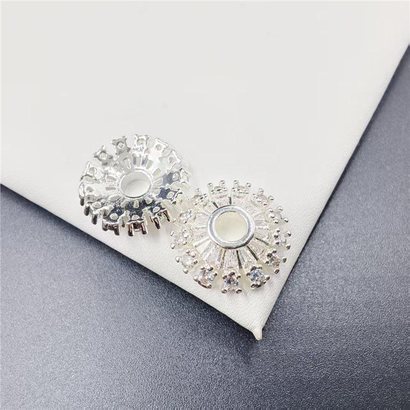 14-каратное золото Долговечный 17 мм Полный бриллиант Цирконий Цветок Колпачок для DIY Аксессуаров для Ювелирных Изделий