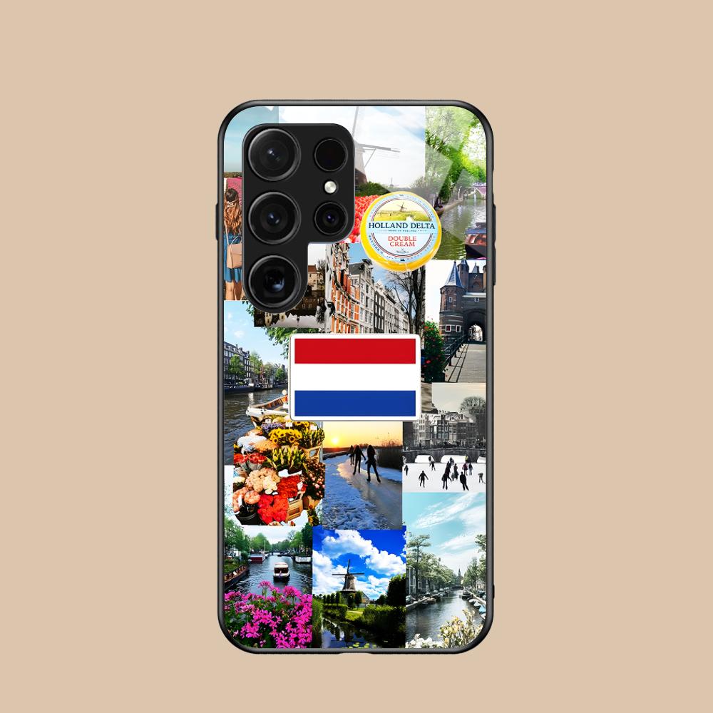 Netherland Dutch Flag Glass Mobile Phone Case for Samsung Galaxy S26 S25 S24 S23 S22 S21 S20 Note20 Plus FE Ultra Colorful Cover