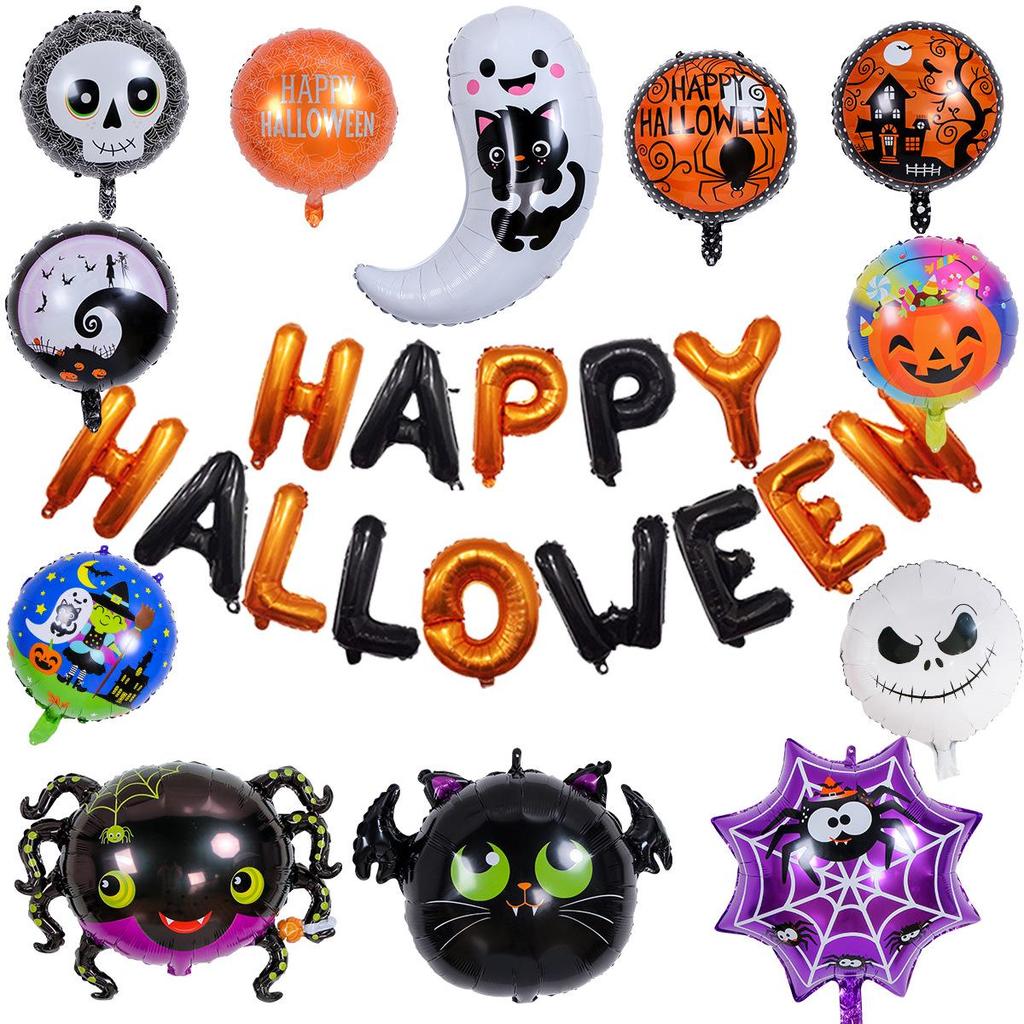 Aluminum Foil Balloons: Halloween Decorations with Ghosts, Skeletons, Pumpkins, and Bats