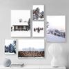 Scandinavian Poster Christmas Home Decor Wall Art Canvas Painting Winter Wooden House Picture Nordic Art Living Room Decoration