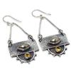 Pyrite,Citrine Gemstone Handmade 925 Silver Jewelry Earring 2.17" JCE481-66