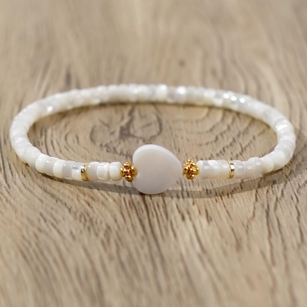 Ximang White Heart Design 2026 Beaded Stretch Fashion Jewelry Delicate Jade Gemstone Bracelets for Women