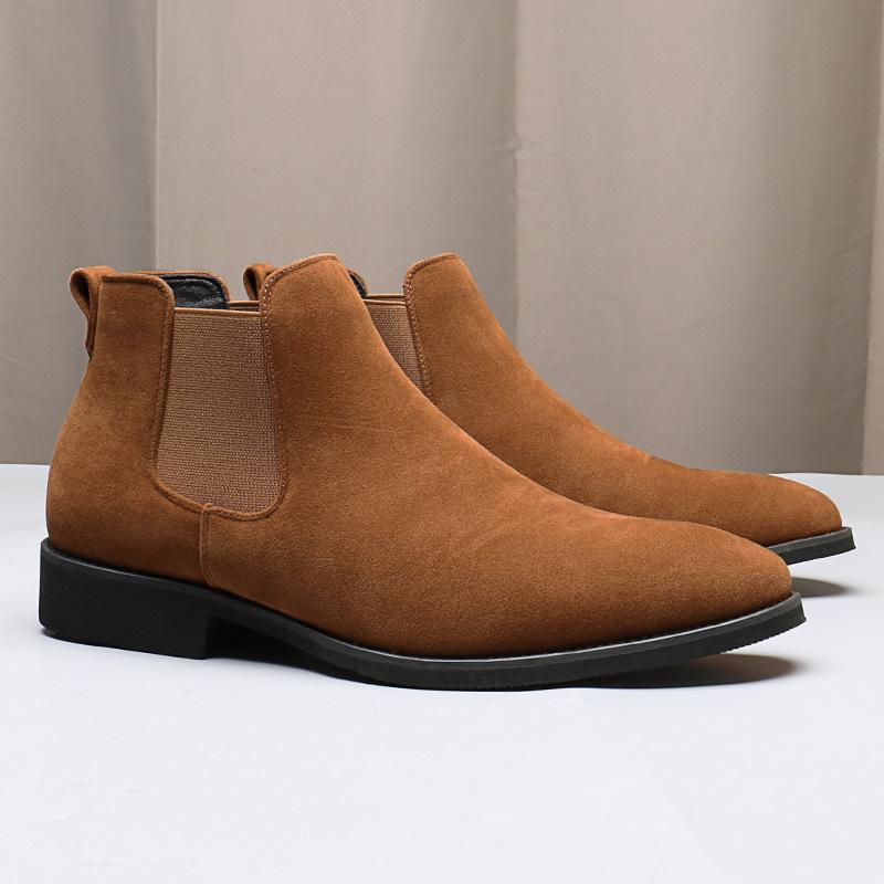 Men's Classic Retro Chelsea Boots Mens Fashion Ankle Short Boot Men British Style Leather Boots High-top Casual Shoes