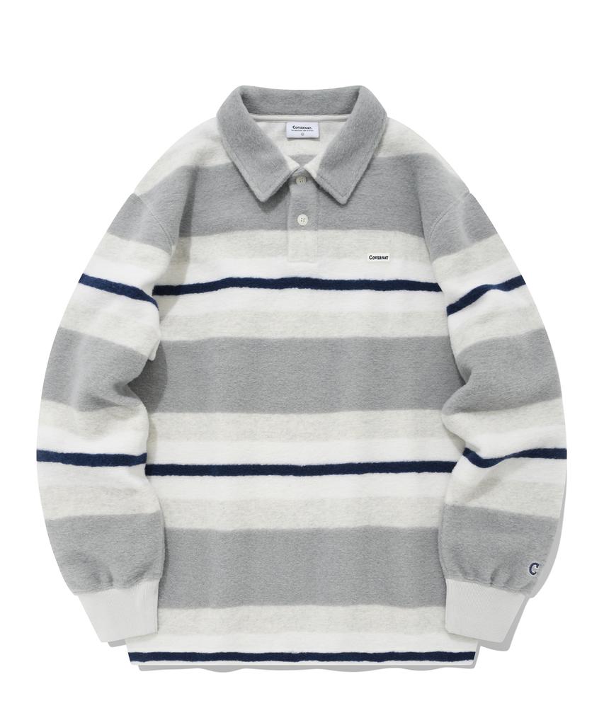 COVERNAT Striped Collar Knit Gray