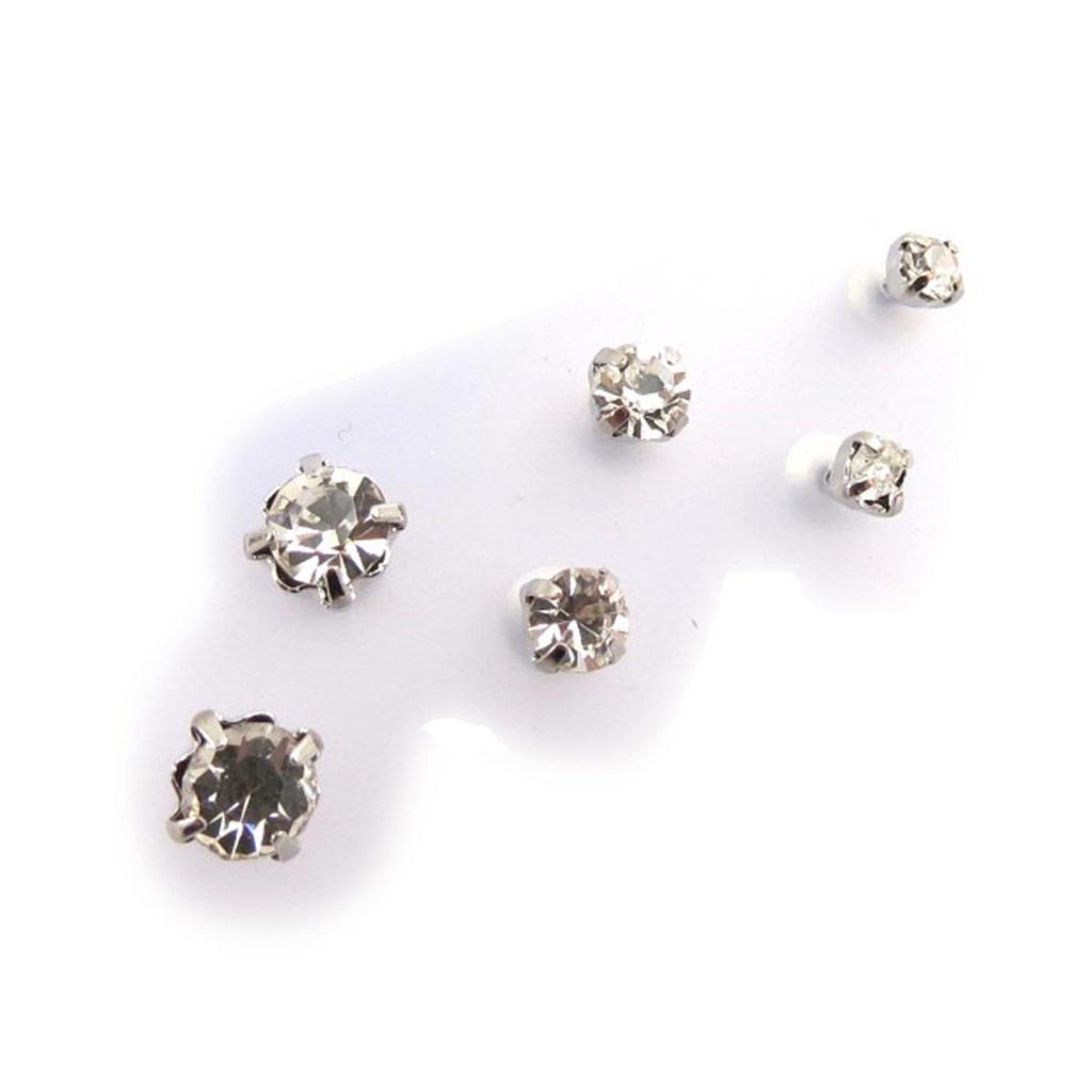 Les Trésors De Lily [J7743] - 3 пары белых сережек «Кристалл».