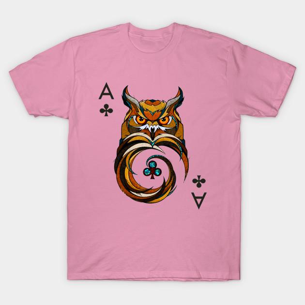 T Shirt Women Owl Ace Of Clove Poker Playing Cards Harajuku Print Kawaii Tshirt Summer Short Sleeve Female T-Shirt Top Tee