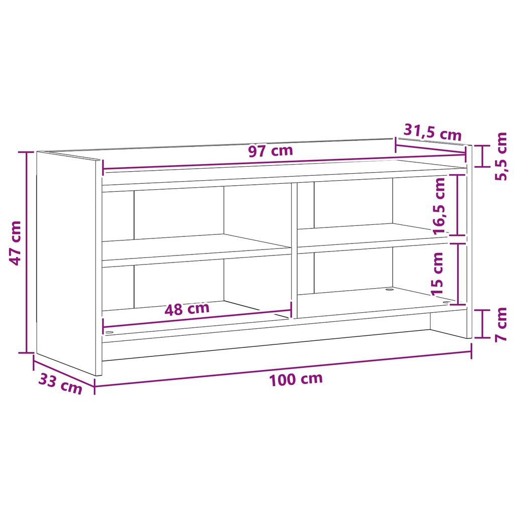 TV Stand 100 x 33 x 47 cm White Particleboard