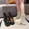 Женские ботинки Мартин в британском стиле, новая обувь выглядит хорошо, осенне-зимние бархатные ботинки на высокой платформе, короткие ботинки, весенне-осенние одинарные ботинки