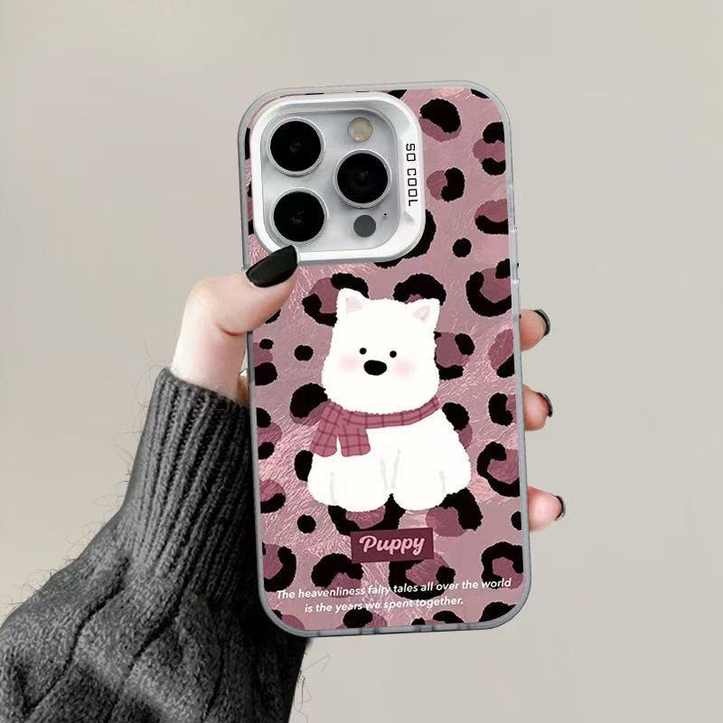 Новый щенок с леопардовым принтом подходит для чехла на телефон iphone17 Apple 15promax/14 противоударный 13pro16 милый
