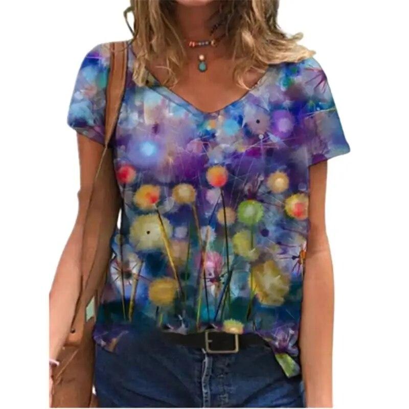 Летние женские топы больших размеров, модная футболка с коротким рукавом и 3d цветочным принтом, красивая футболка, уличная одежда, свободная повседневная женская одежда в стиле Харадзюку