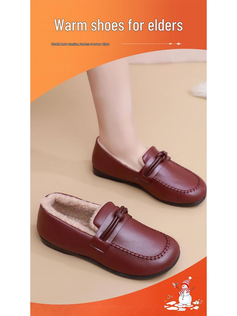 Women's New Fashion Comfortable Leather & Velvet Ankle Boots - Warm and Lightweight Cotton Shoes