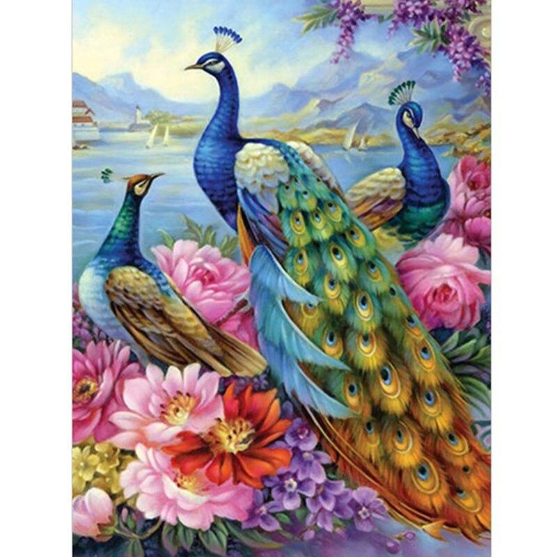 5d Diy Peacock Diamond Painting Full Round Drill Mosaic Diamont Embroidery Animal Cross Stitch Home Decor Christmas Gift