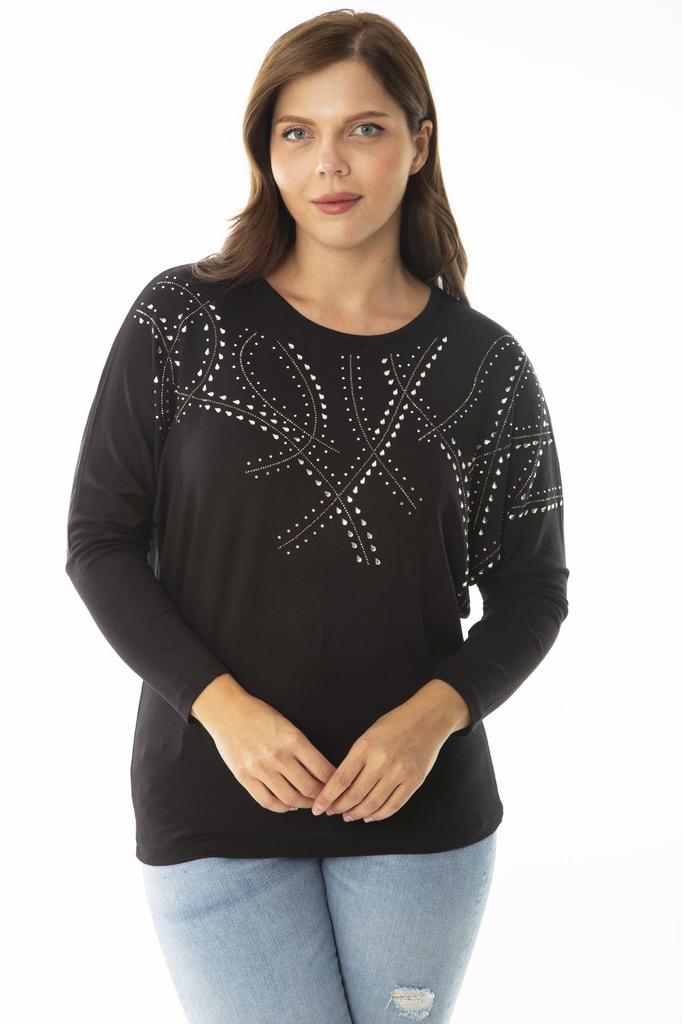 Женская блузка большого размера, черная блузка большого размера с рукавами «летучая мышь» большого размера