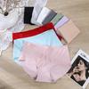 Women's Seamless Ice Silk Mid-Waist Breathable Panties - Sexy One-Piece Triangle Design