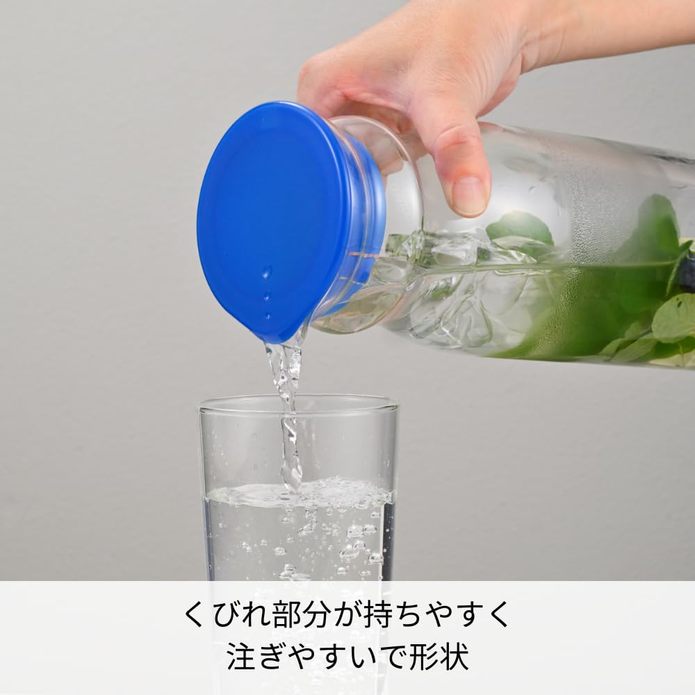 Hario Термостойкая бесплатная бутылка для холодной воды Pot Mine, набор из 2 бутылок, практичная емкость 1200 мл, прозрачное синее термостойкое стекло, кипяток, посудомоечная машина