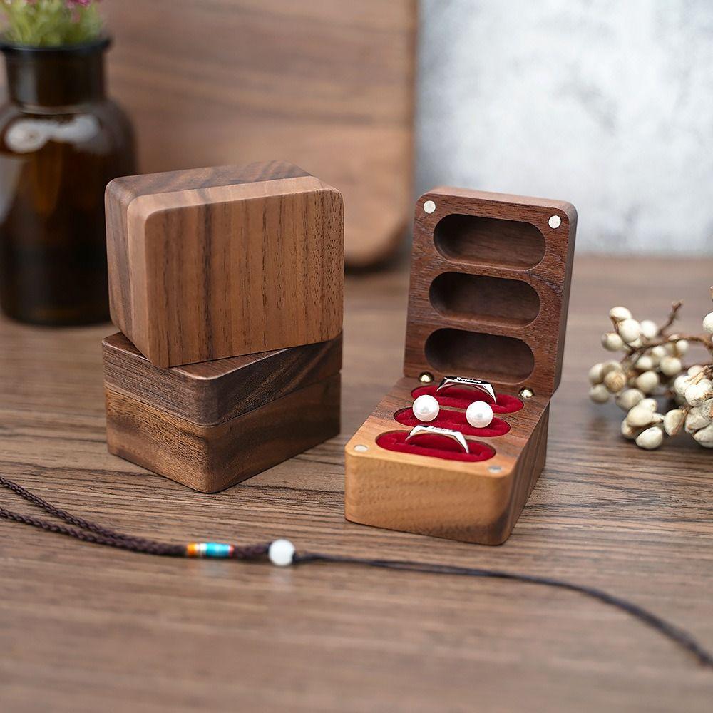 Wedding Ring Box Storage Boxes Antique Chinese Style Wooden Jewelry Boxes Earrings Rings Organizer