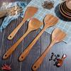 Ebony Wooden Spoon Set - Personalized Long Handle Soup Spoon & Non-Stick Pan Spatula