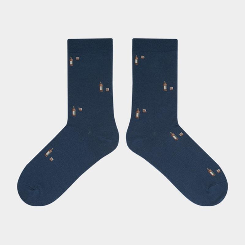 STUDIO SOCKSTOP Whiskey Glass and Bottle Embroidered Socks