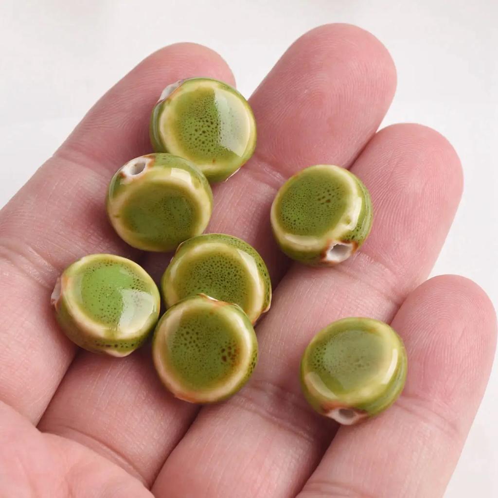 20 шт. Плоские круглые 15 мм Керамические фарфоровые бусины-разделители ручной работы Лот для изготовления ювелирных изделий Аксессуары DIY Поделки Фурнитура Креативные бусины