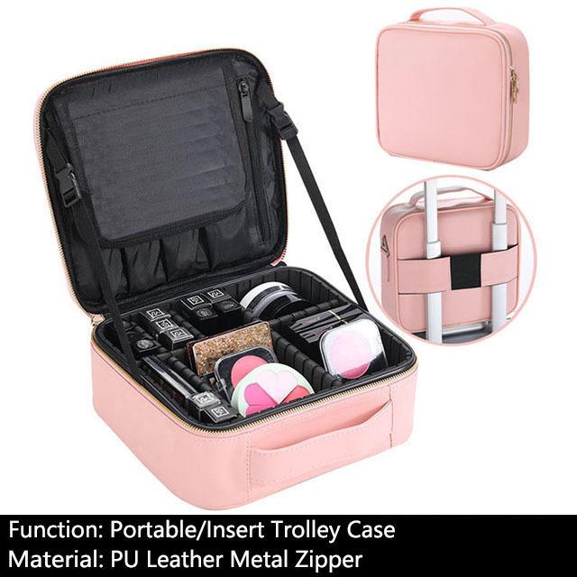 Female Alligator Makeup Case Leather Professional Cosmetic Case Brushes Make Up Suitcase Women Travel Beautician Cosmetics Bag