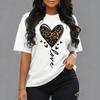 Женская летняя футболка с принтом леопардового сердца любви - Модный топ с коротким рукавом