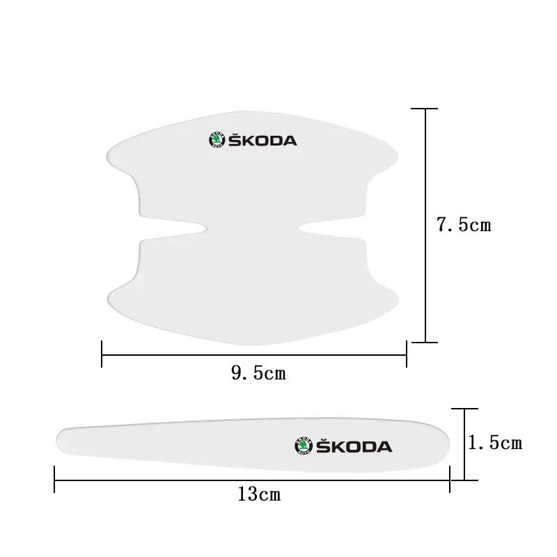Car Sticker 8Pcs Car Door Handle Stickers Anti Scratch Protector Films For Skoda Octavia Superb Rapid Fabia Kamiq Kodiaq Karoq E