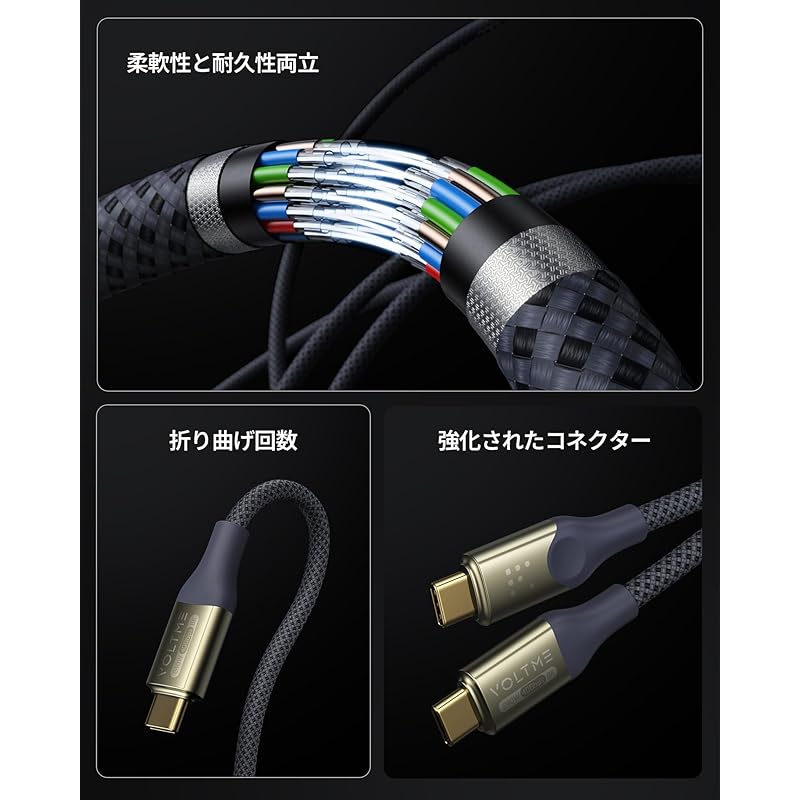 VOLTME USB Type-C Cable 240W/5A Super Fast Charging [8K@60Hz Video Output] 40Gbps High Speed Data Transfer C To Prevention of Disconnection Nylon