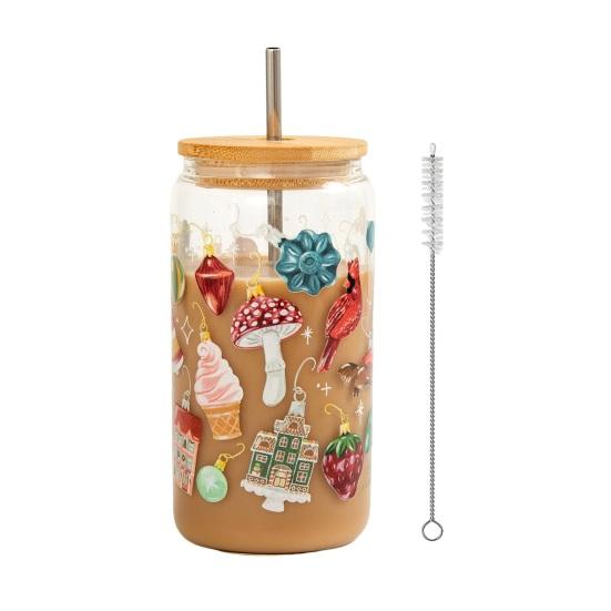 Yousheng Color-Changing Festive Tumbler Christmas Beer Can with Brush And Straw Holiday-themed Beverage Container
