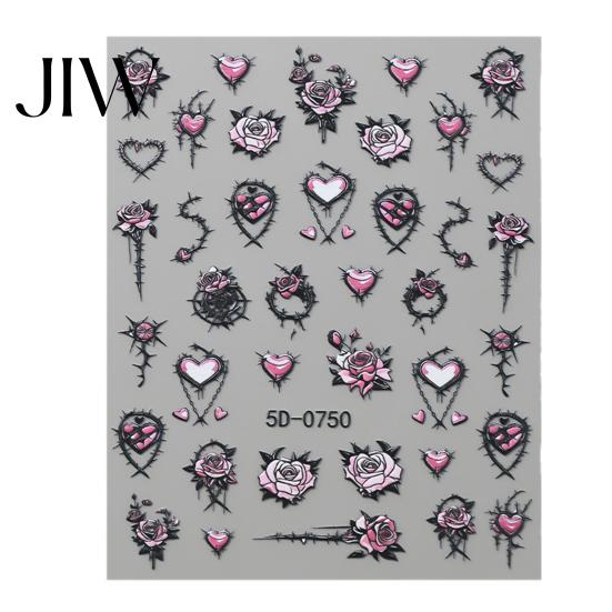 Funny Expression Nail Decals Halloween Art Stickers, 3D Embossed Skeleton Hand Pumpkin Bat Retro Black Stickers Decals, Self-Adhesive Manicure