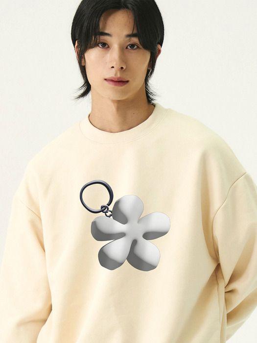 GRAVER [UNISEX] Flower Keychain Man to Man_Cream