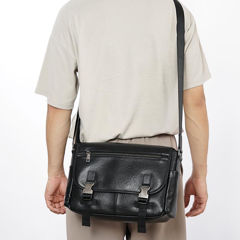 Мужская сумка через плечо, сумка через плечо в стиле кросс, натуральная кожа, вместительная, многослойная мужская сумка для бизнеса