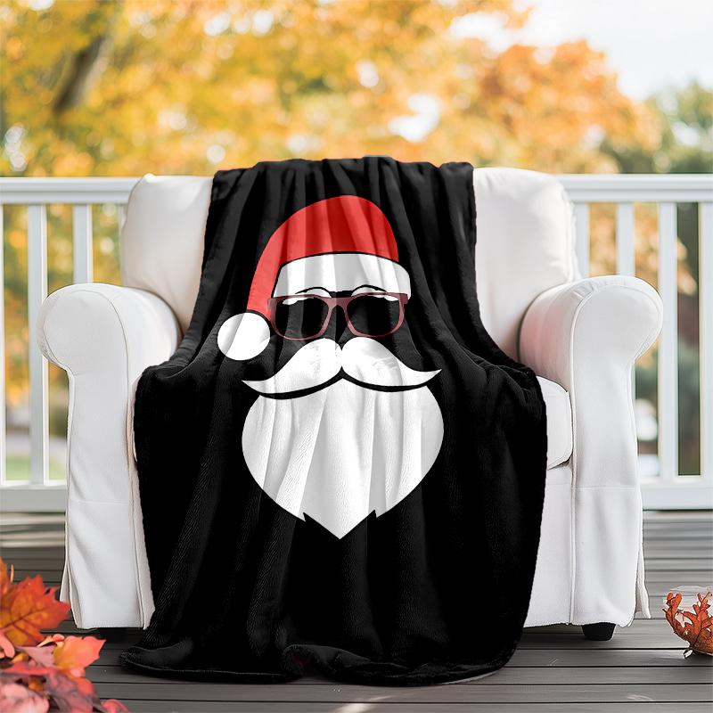 Christmas Santa Claus Theme Printed Blanket - Perfect for Couch, Bed, Travel & Outdoor Use | Machine Washable, Cozy & Durable.