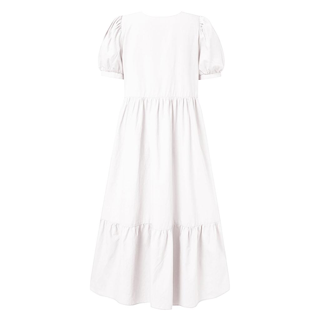 Женское повседневное свободное свободное платье с короткими рукавами и v-образным вырезом, сарафан